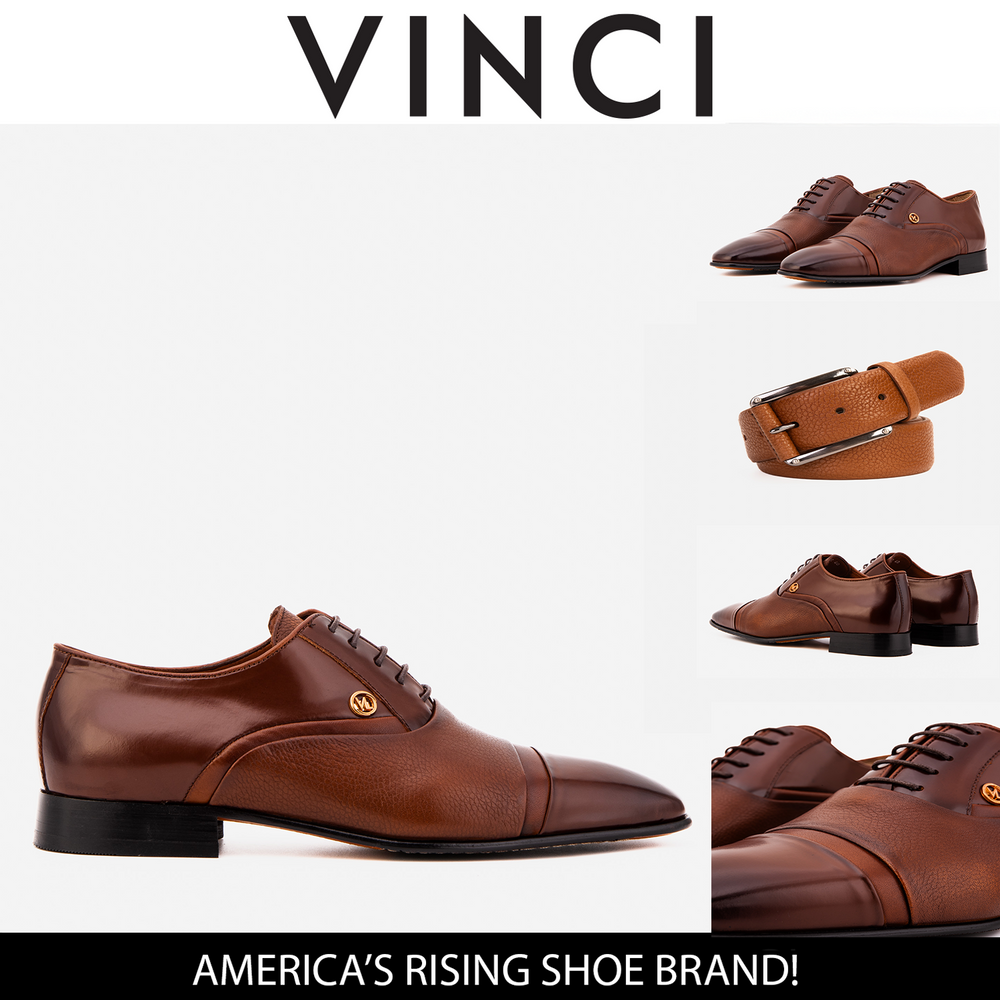 The Rockwell Handmade Tan Leather Cap Toe Oxford Shoe On Sale