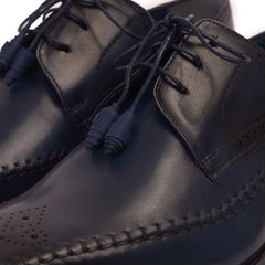 The Moon Navy Blue Leather Derby  Shoe For Sale