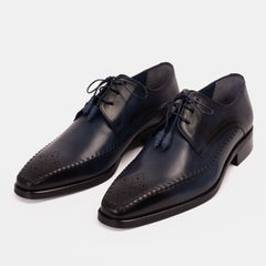 The Moon Navy Blue Leather Derby  Shoe For Sale