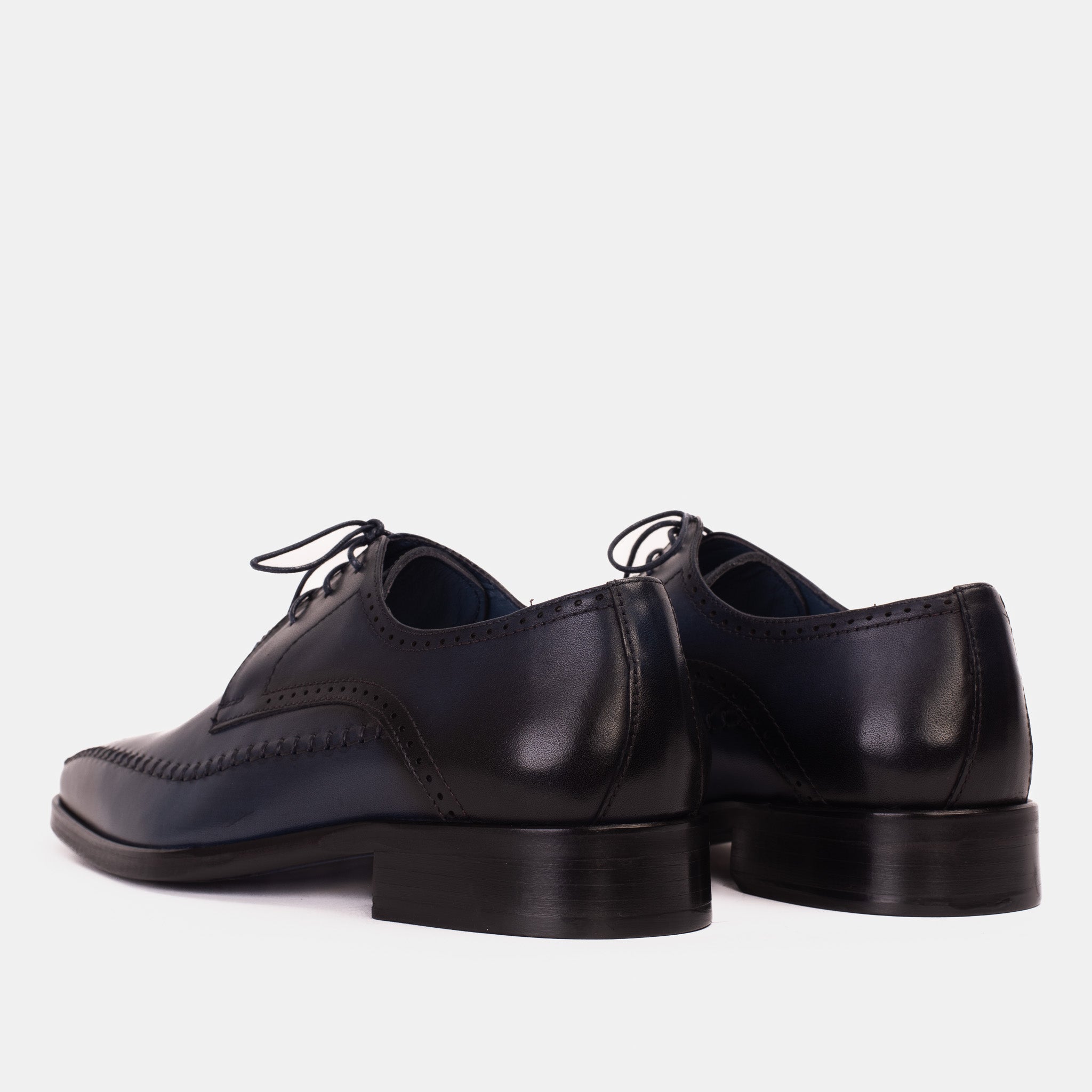 The Moon Navy Blue Leather Derby  Shoe For Sale