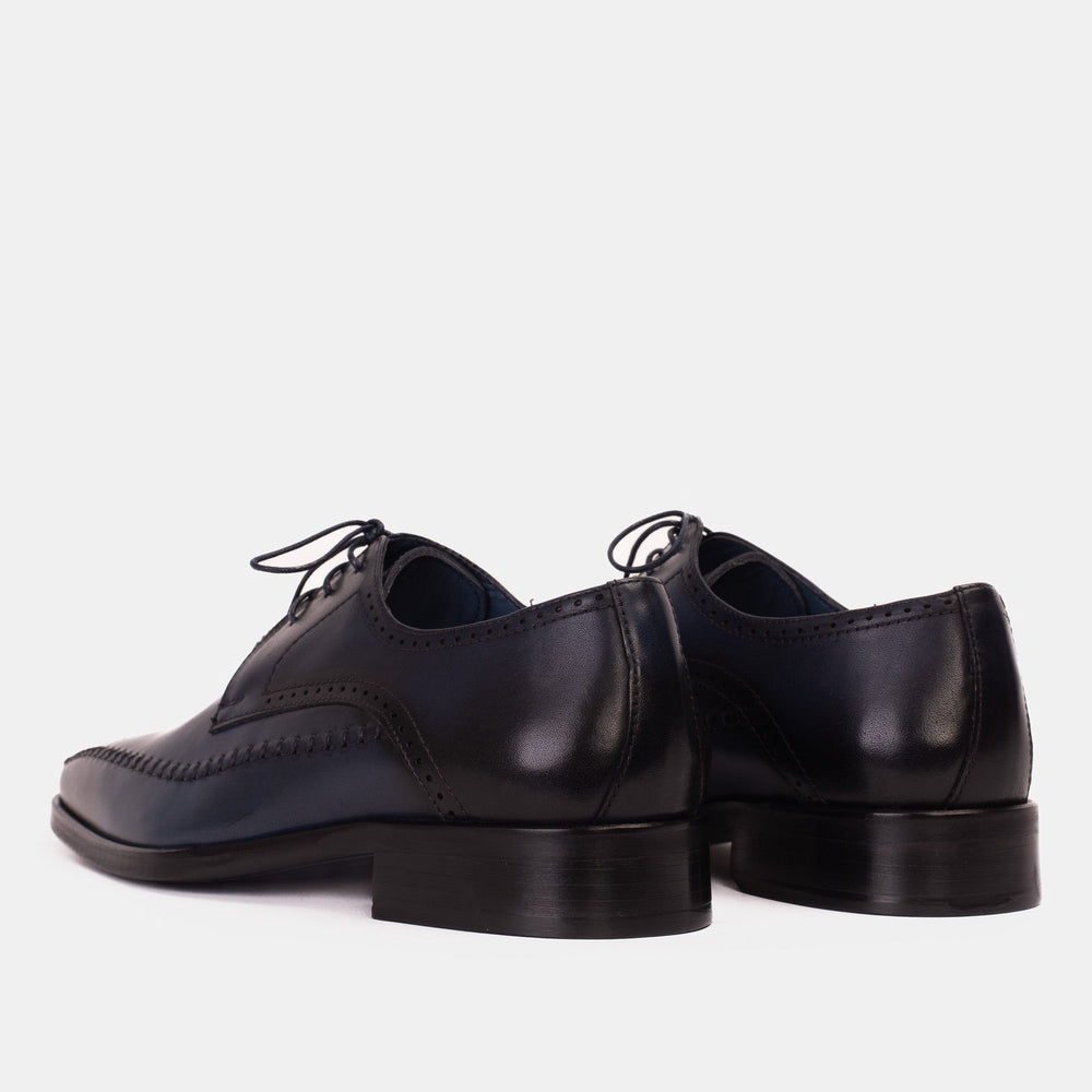 The Moon Navy Blue Leather Derby  Shoe For Sale
