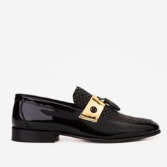 The Imperial Black Gold Leather Dress Shoe Universal Fit