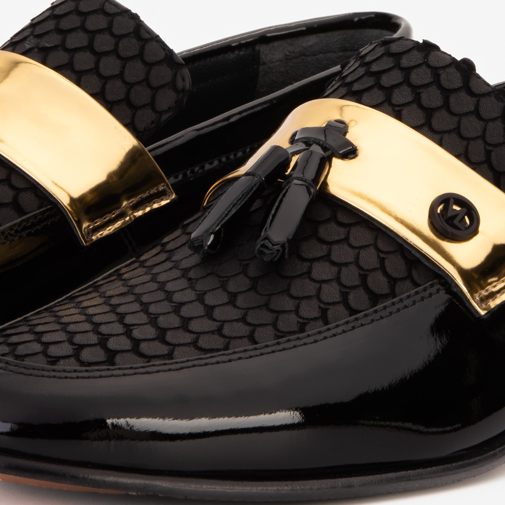 The Imperial Black Gold Leather Dress Shoe Universal Fit