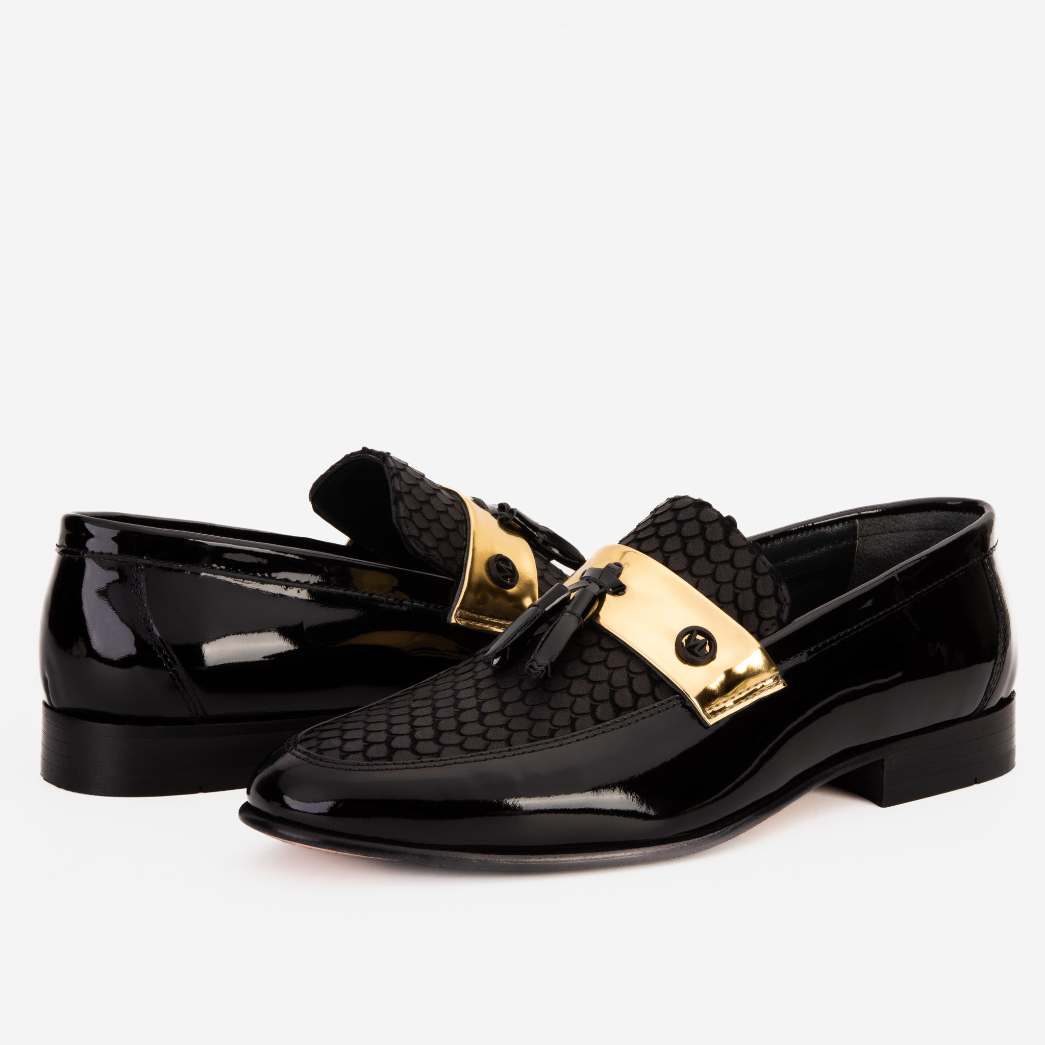 The Imperial Black Gold Leather Dress Shoe Universal Fit