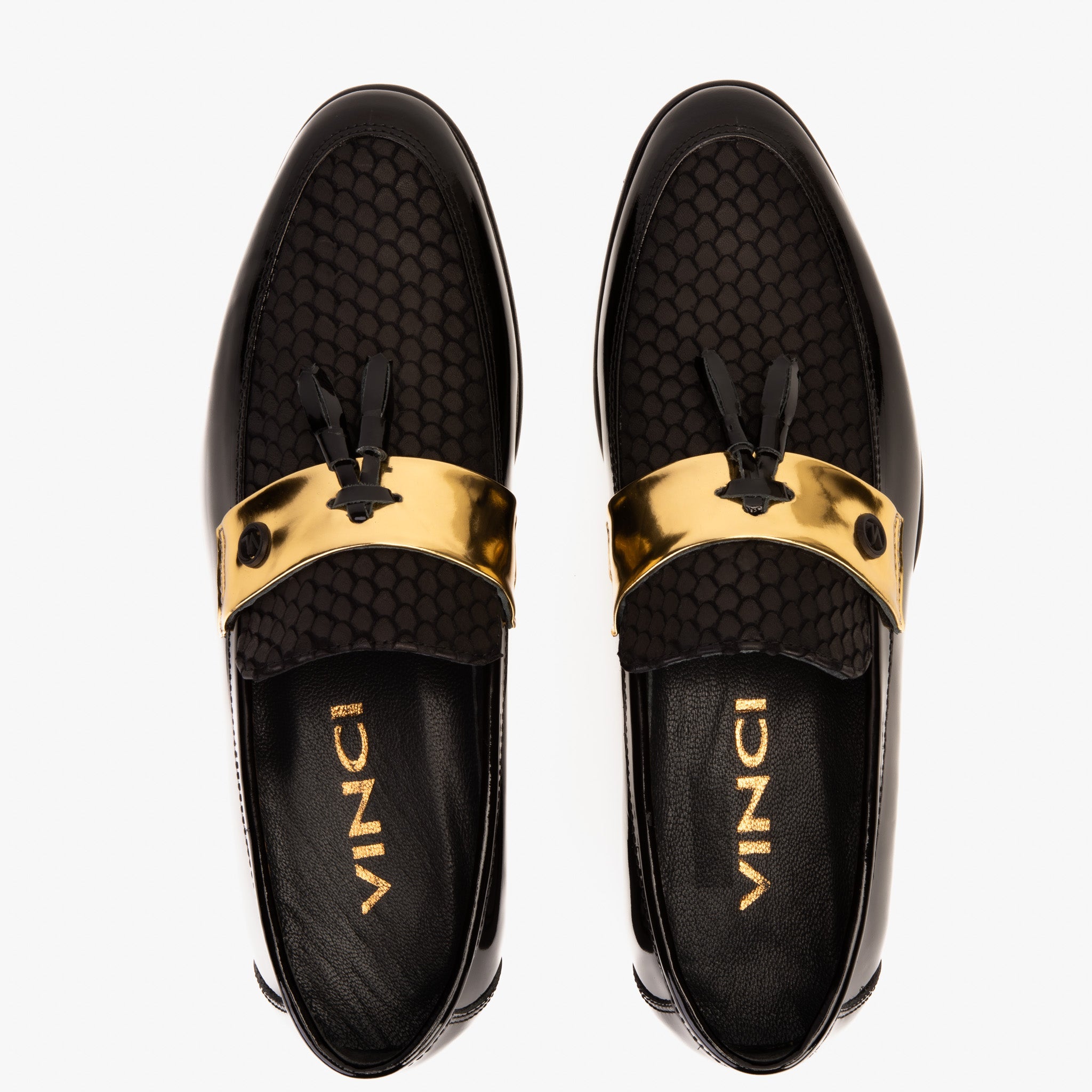 The Imperial Black Gold Leather Dress Shoe Universal Fit