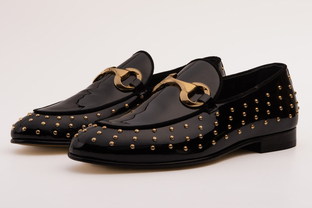 The Jupiter  Shoe Black Spike Leather  Bit Dress Loafer Limited Edition  Shoe Exclusive Style