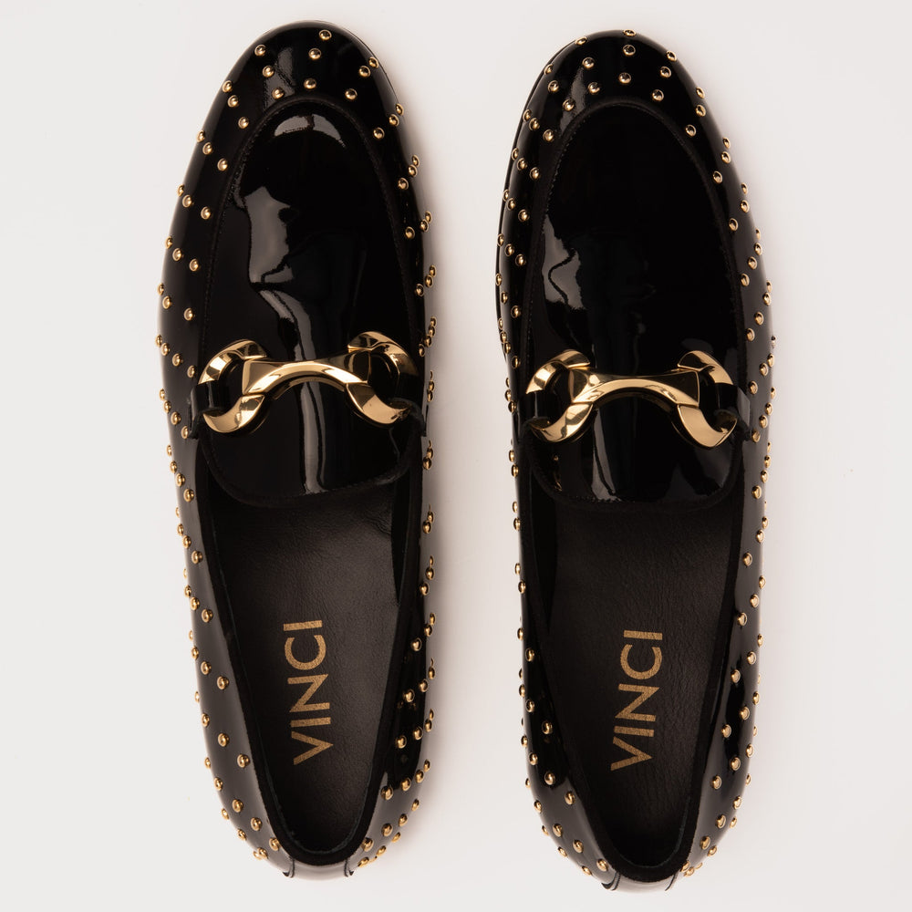 The Jupiter  Shoe Black Spike Leather  Bit Dress Loafer Limited Edition  Shoe Exclusive Style