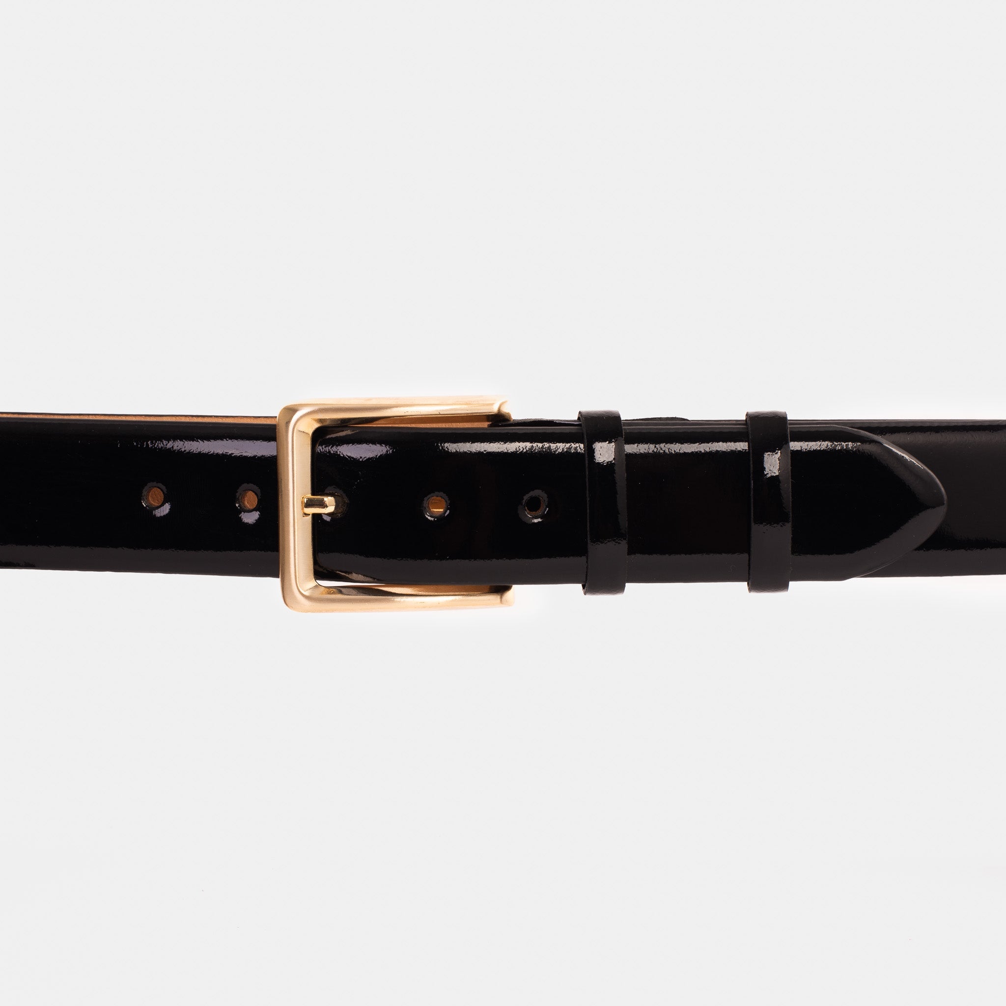 The Jupiter Black Patent Spike Leather Belt On Sale