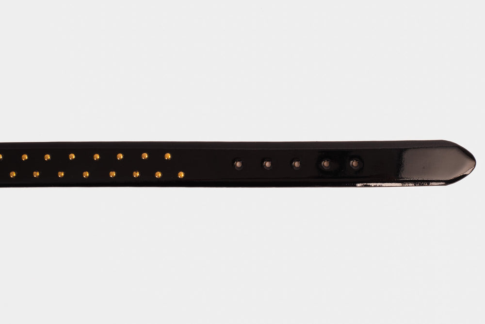 The Jupiter Black Patent Spike Leather Belt On Sale