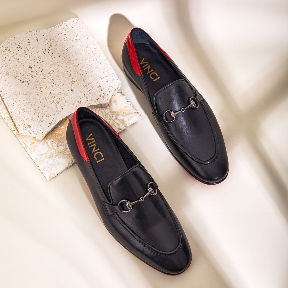 The Maratea Black Leather shoe Bit Loafer  Shoe Universal Fit