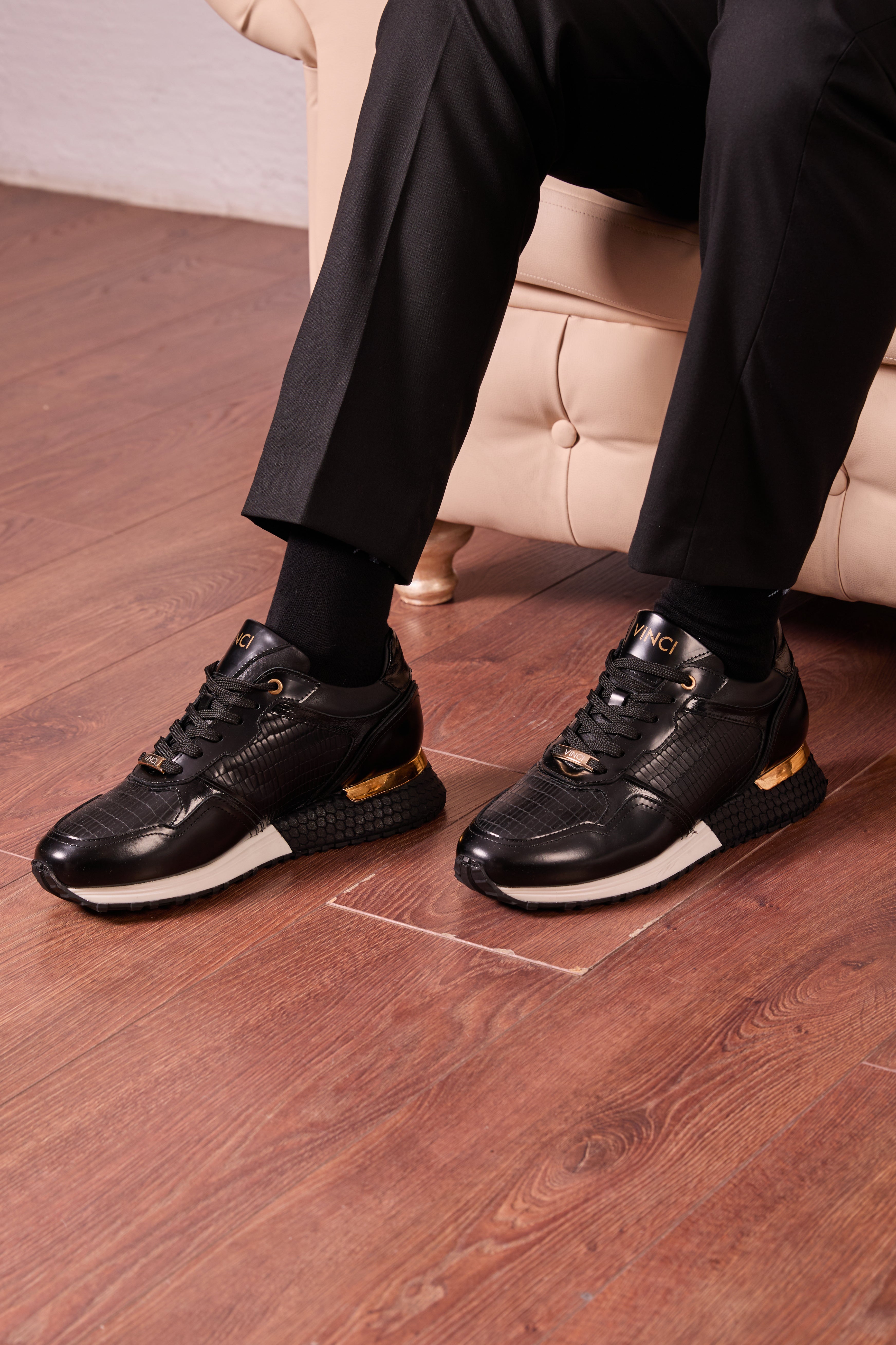 The Empire Black Leather Sneaker Fine Craftsmanship