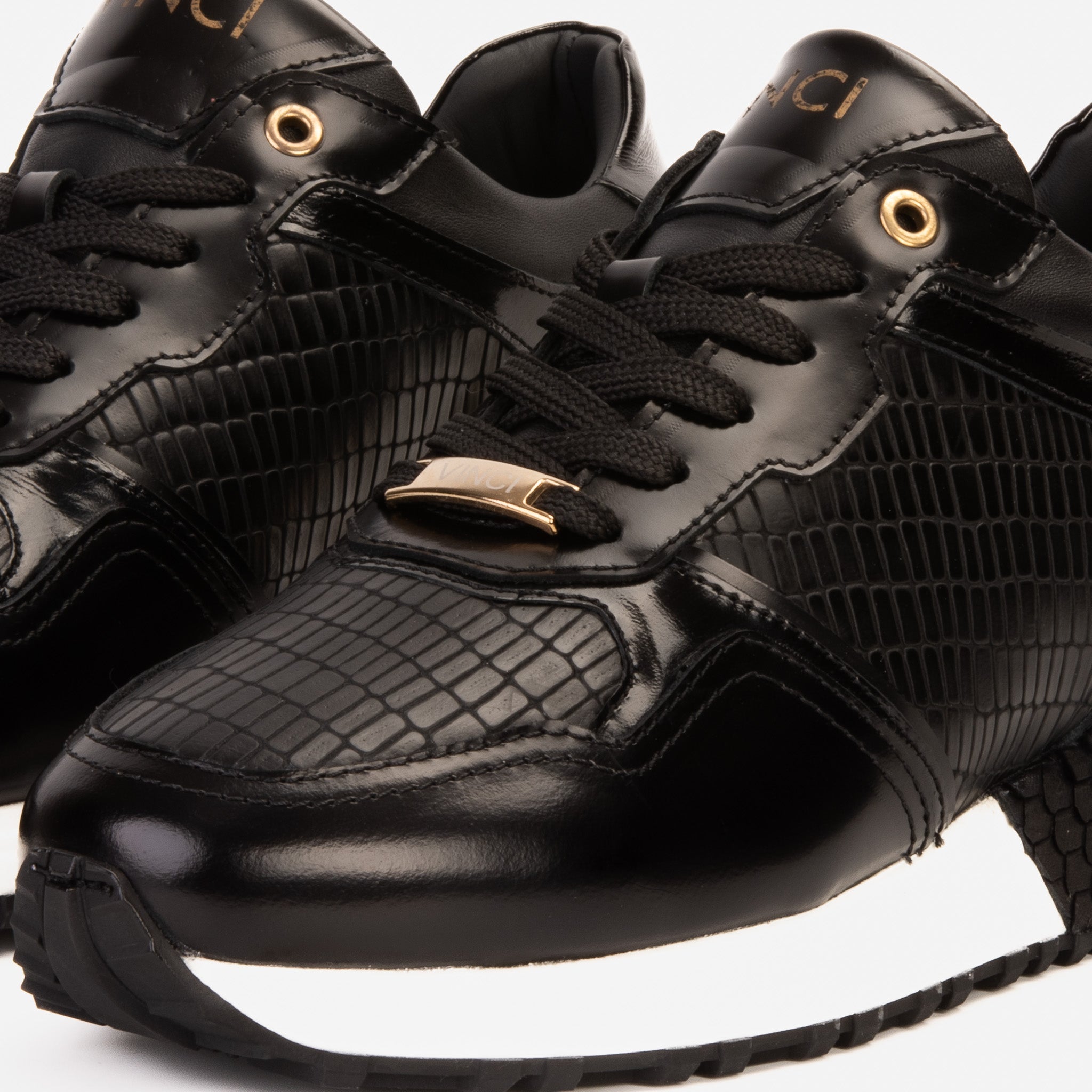 The Empire Black Leather Sneaker Fine Craftsmanship