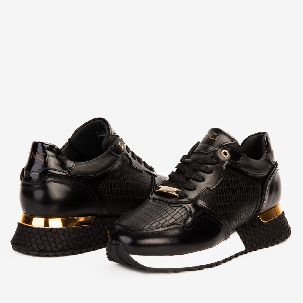 The Empire Black Leather Sneaker Fine Craftsmanship