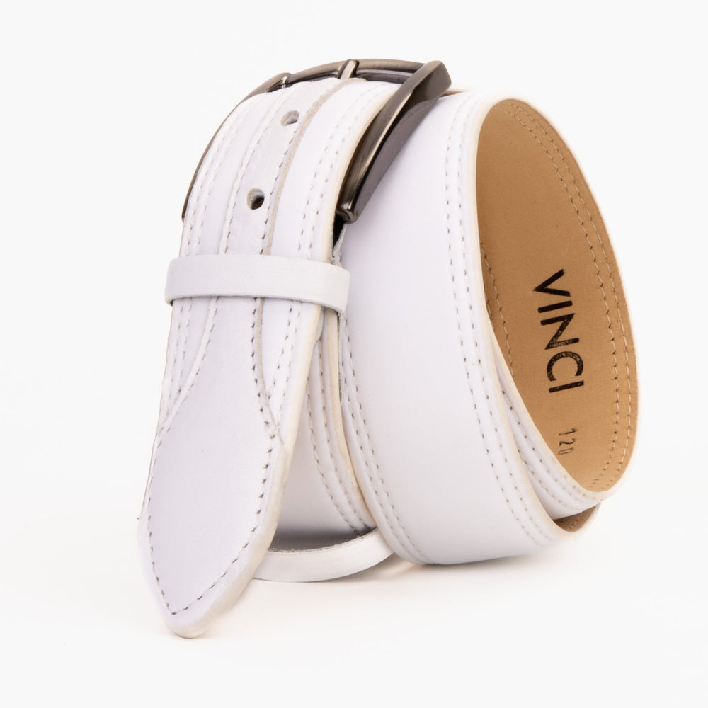 The Lexington White Leather Belt For Sale