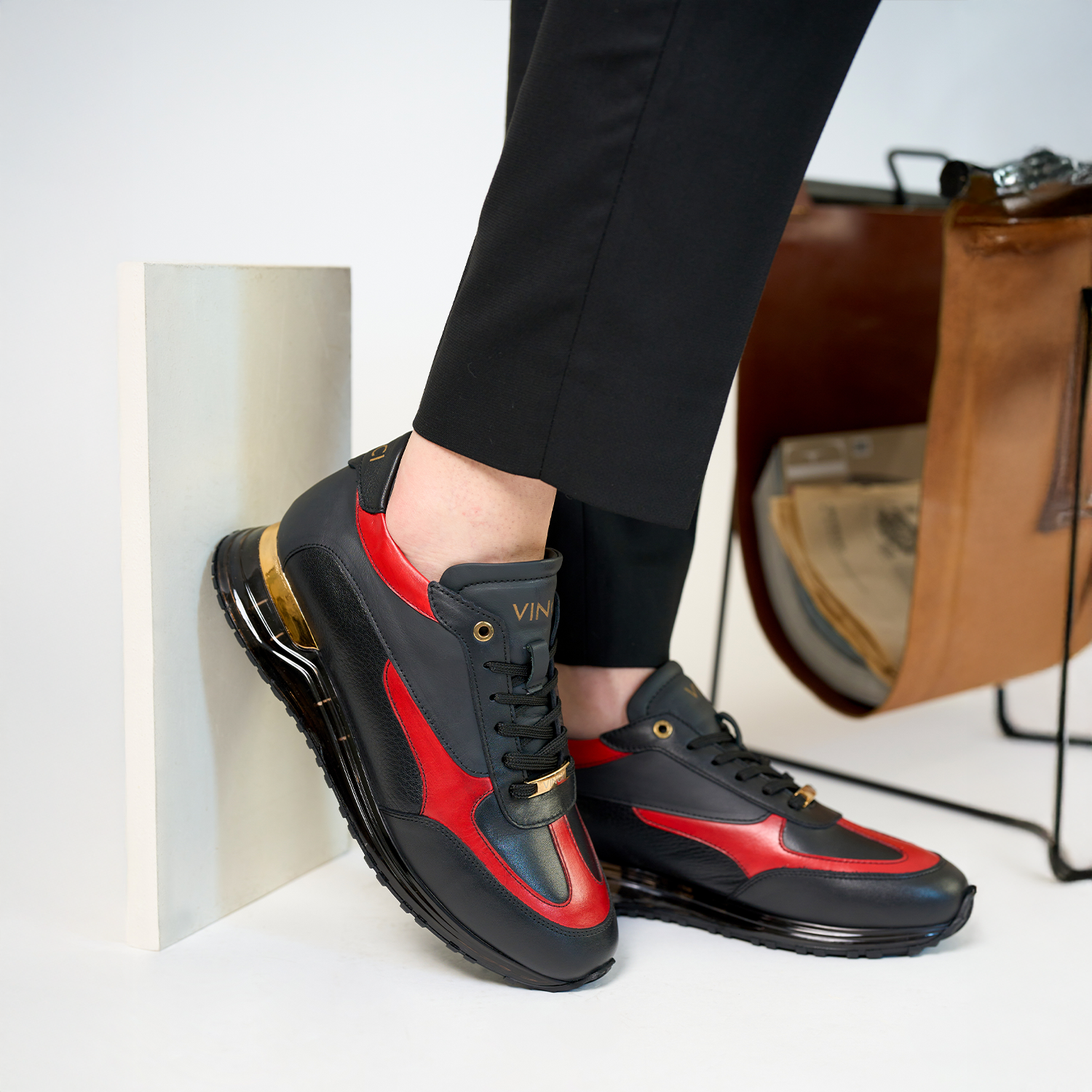 The Arda Black Red Leather Sneaker All New