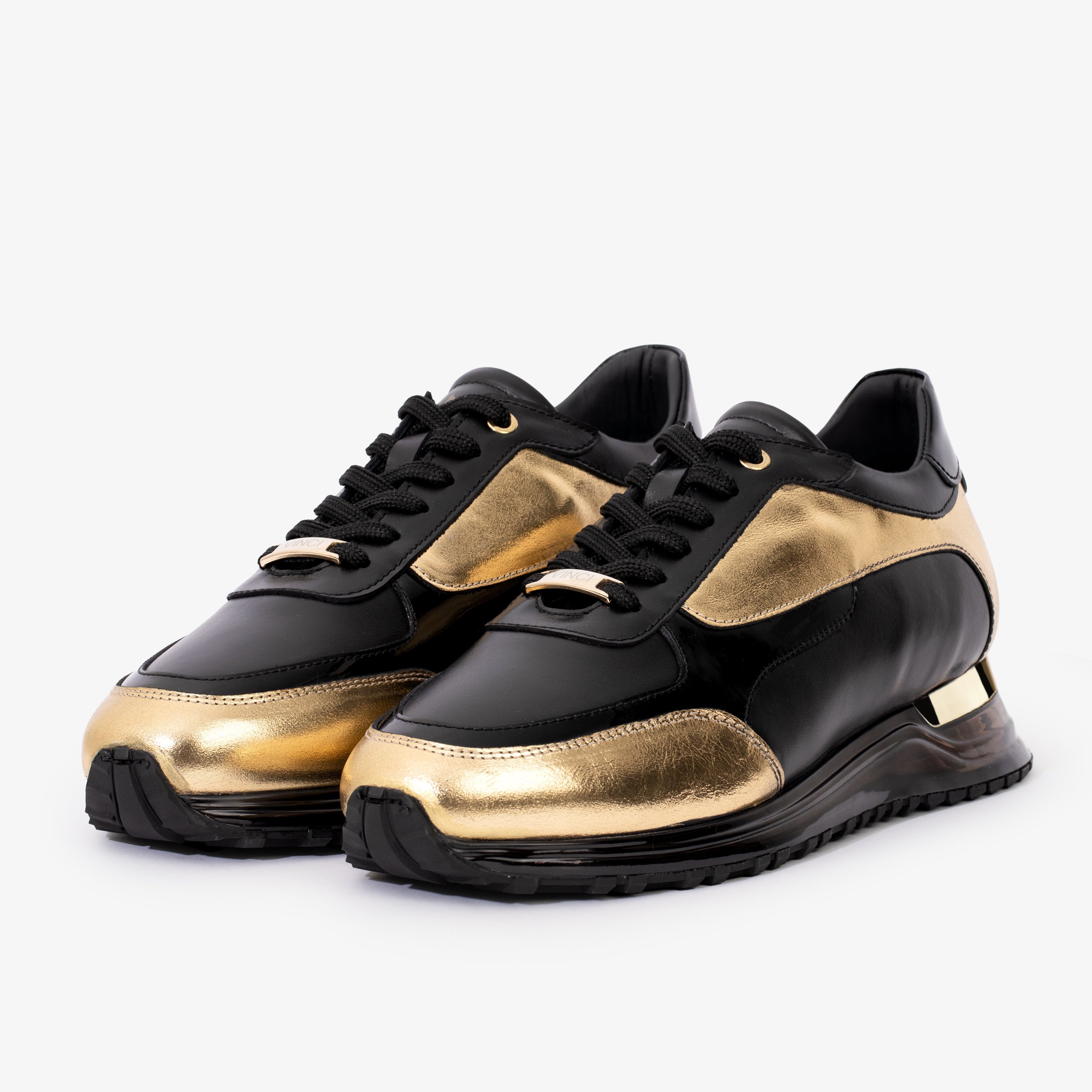 The Arda Black Gold Leather Sneaker Universal Fit