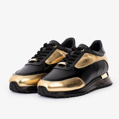 The Arda Black Gold Leather Sneaker Universal Fit