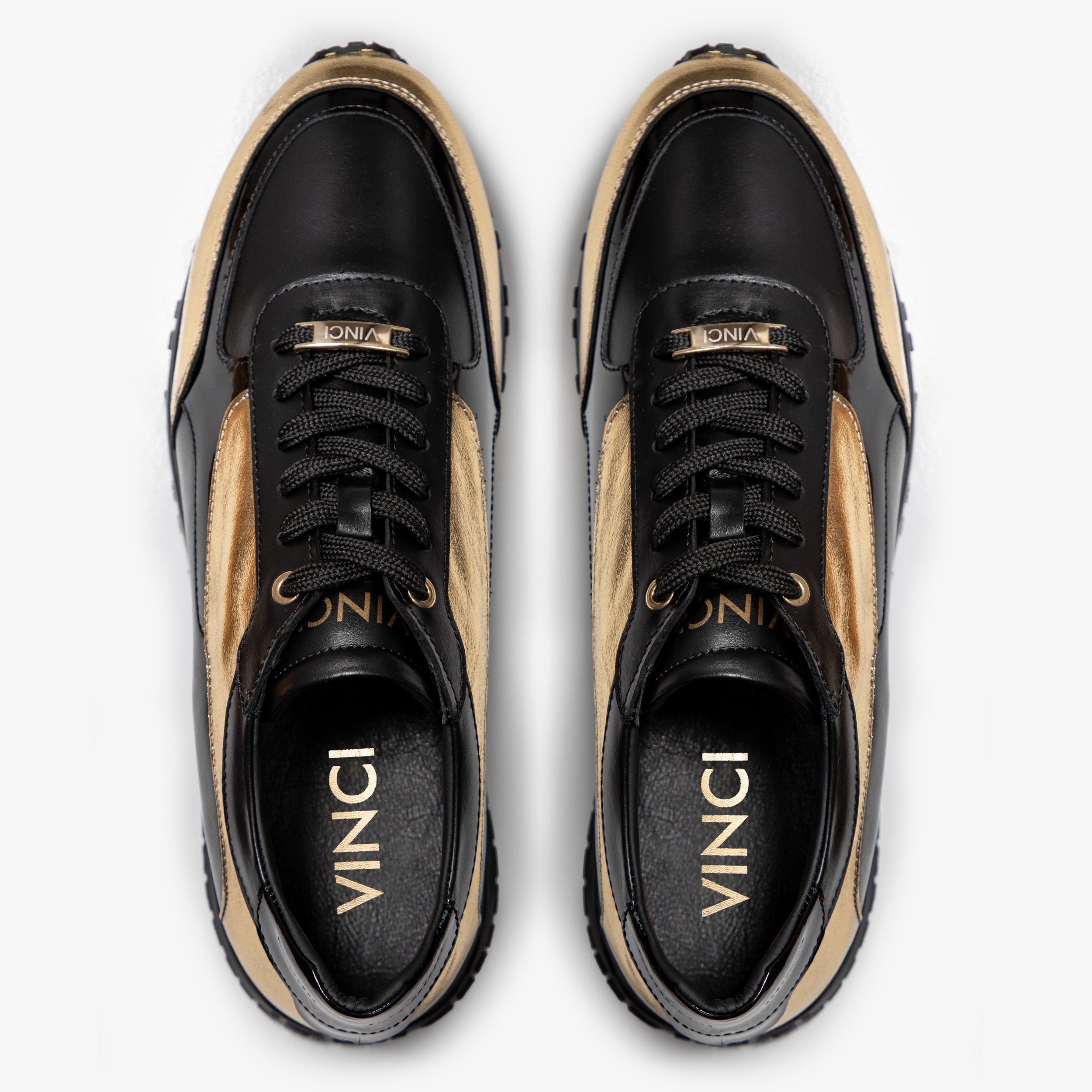 The Arda Black Gold Leather Sneaker Universal Fit
