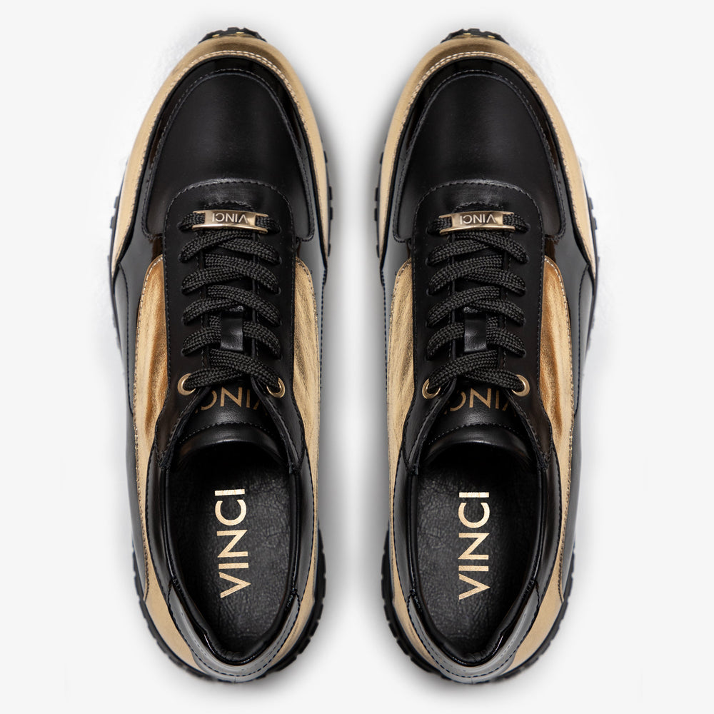 The Arda Black Gold Leather Sneaker Universal Fit