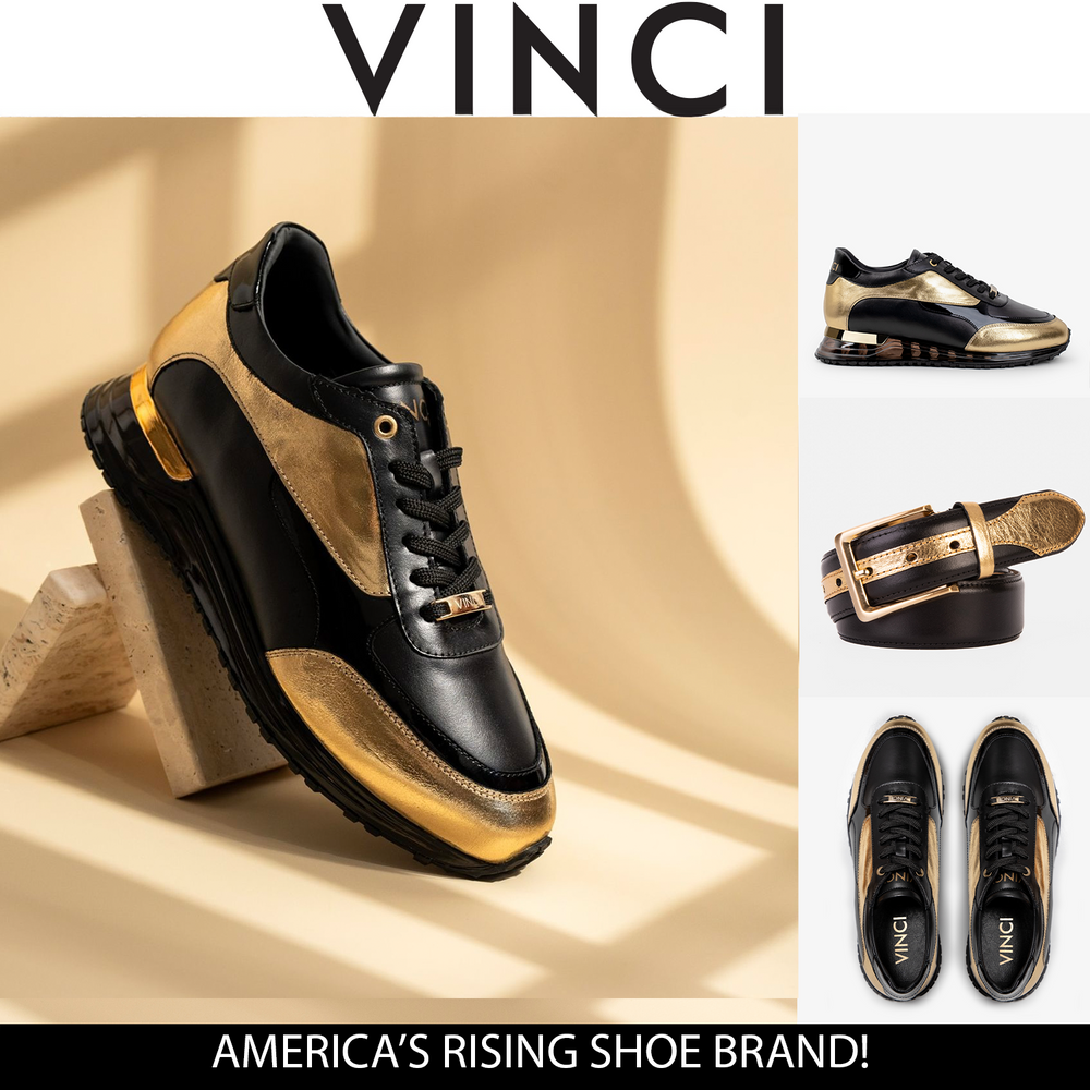 The Arda Black Gold Leather Sneaker Universal Fit