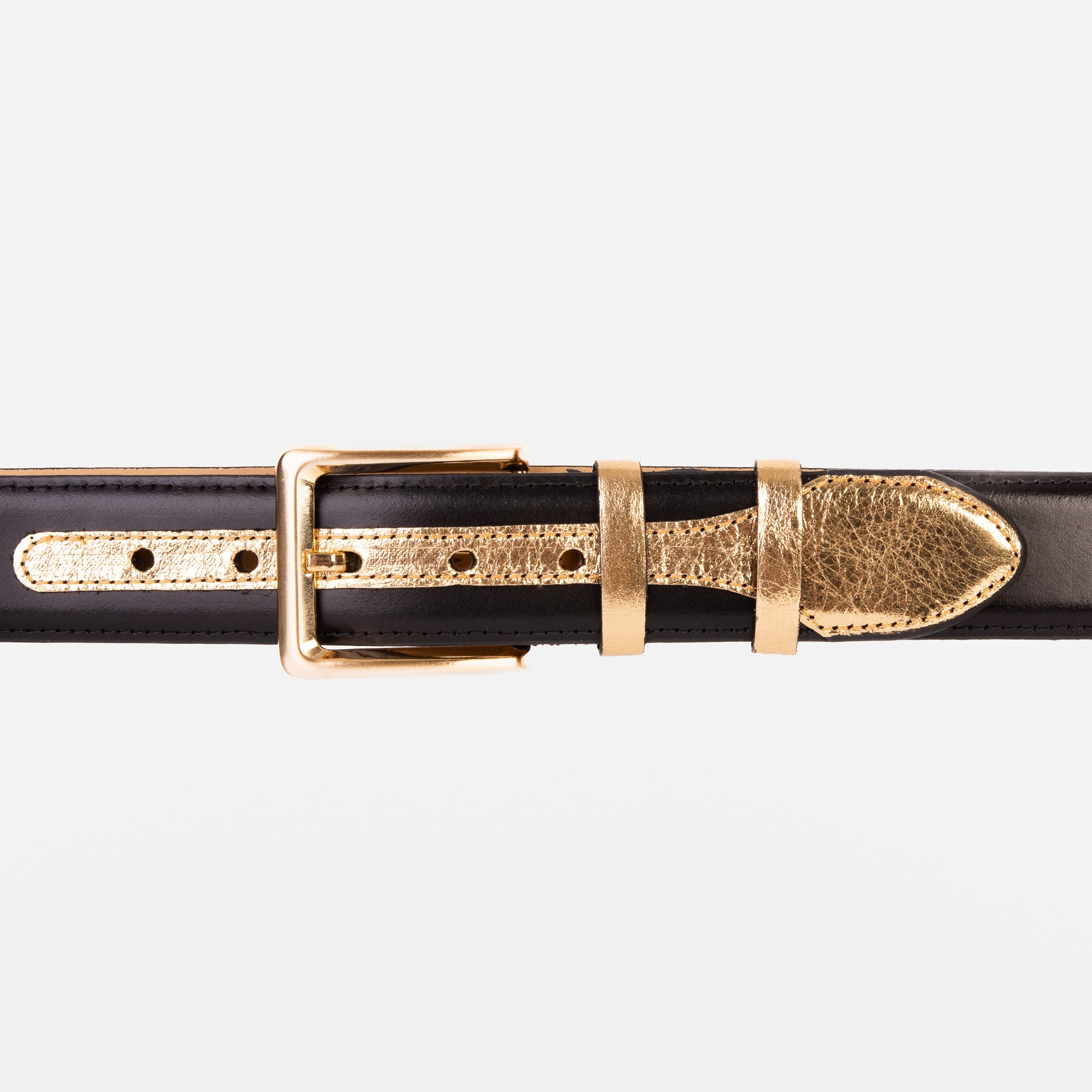 The Arda Black Gold Leather Belt Fine Craftsmanship