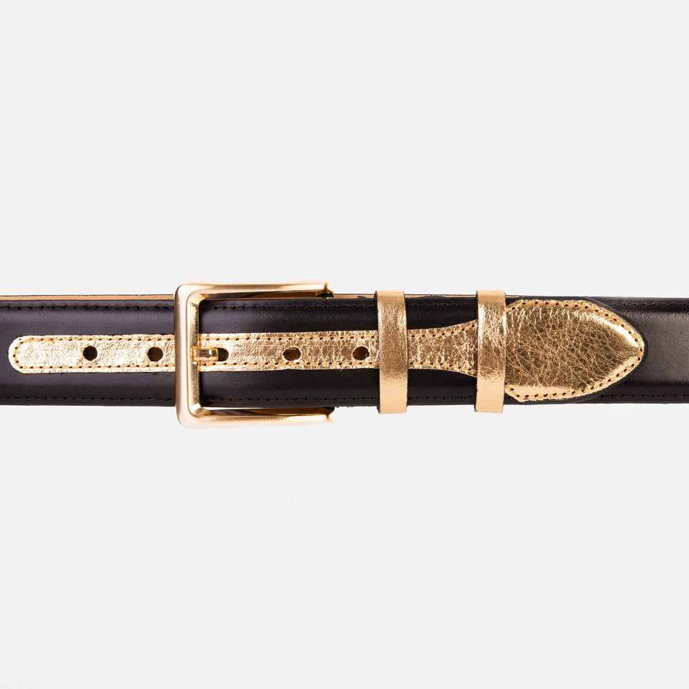 The Arda Black Gold Leather Belt Fine Craftsmanship