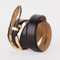 The Arda Black Gold Leather Belt Fine Craftsmanship