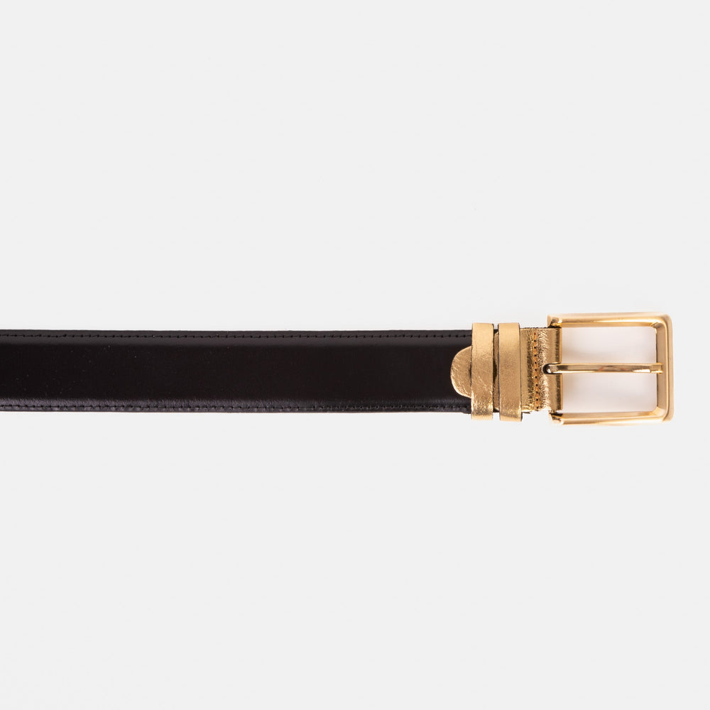 The Arda Black Gold Leather Belt Fine Craftsmanship
