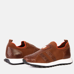 The Aslan Tan Knitted Leather Sneaker Exclusive Style