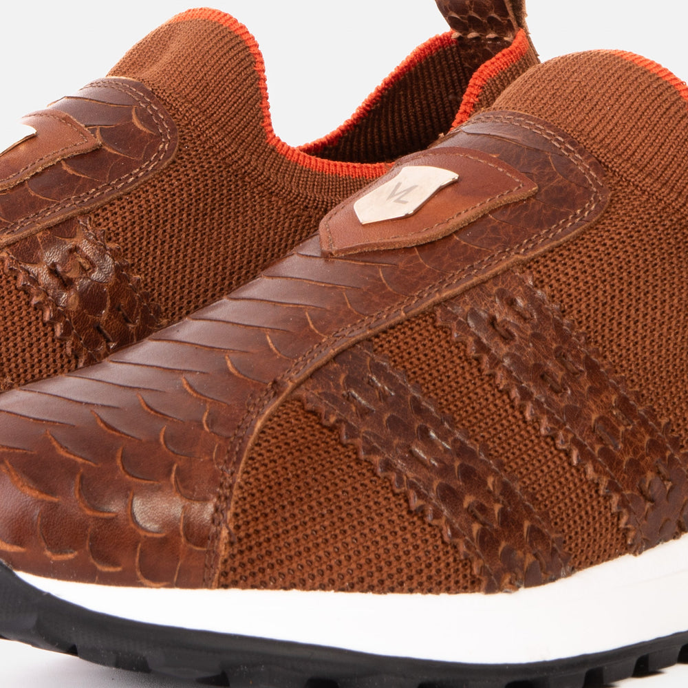 The Aslan Tan Knitted Leather Sneaker Exclusive Style