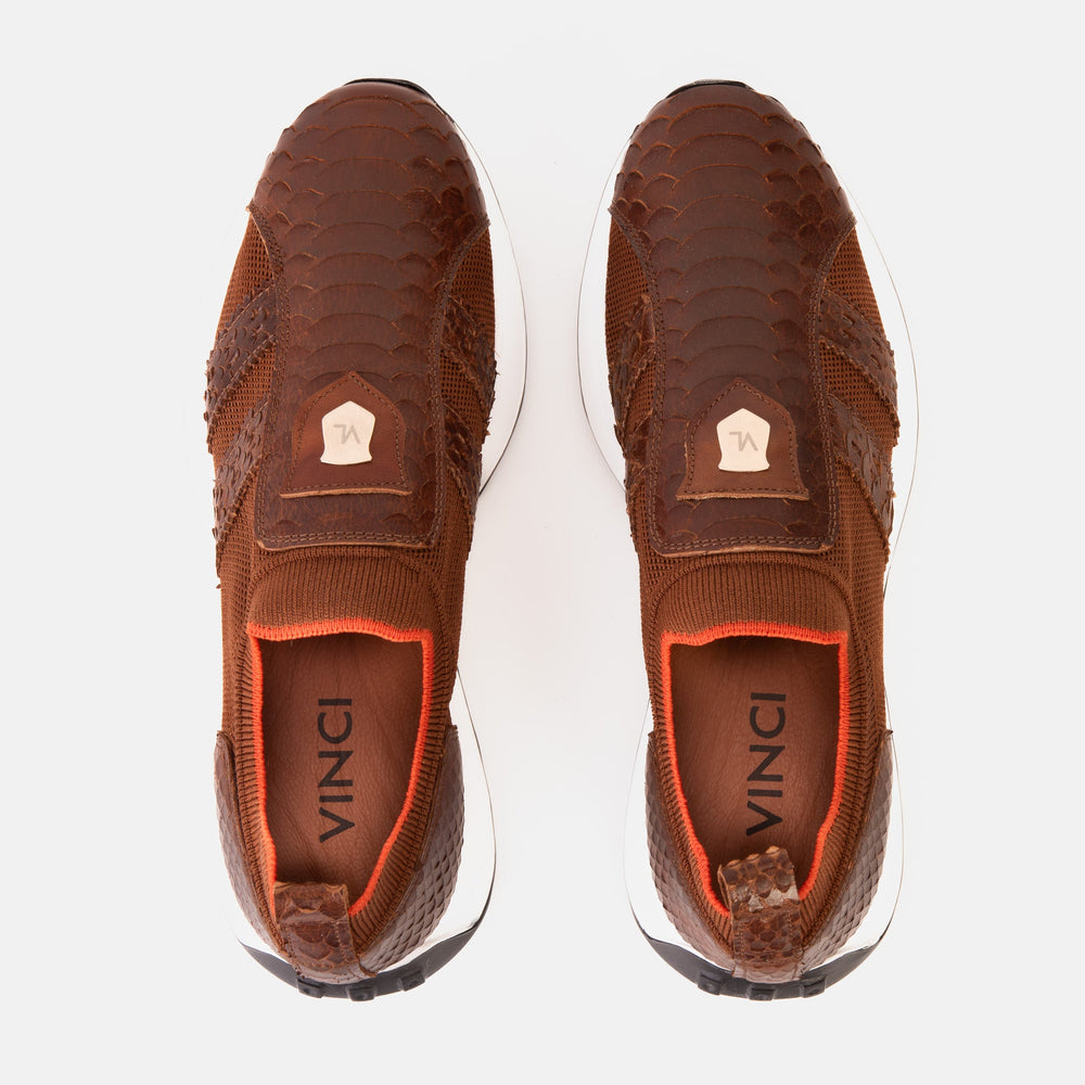The Aslan Tan Knitted Leather Sneaker Exclusive Style