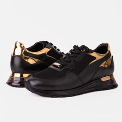 The Rialto Black Gold Leather Sneaker On Sale