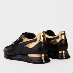 The Rialto Black Gold Leather Sneaker On Sale