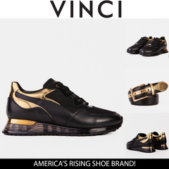 The Rialto Black Gold Leather Sneaker On Sale