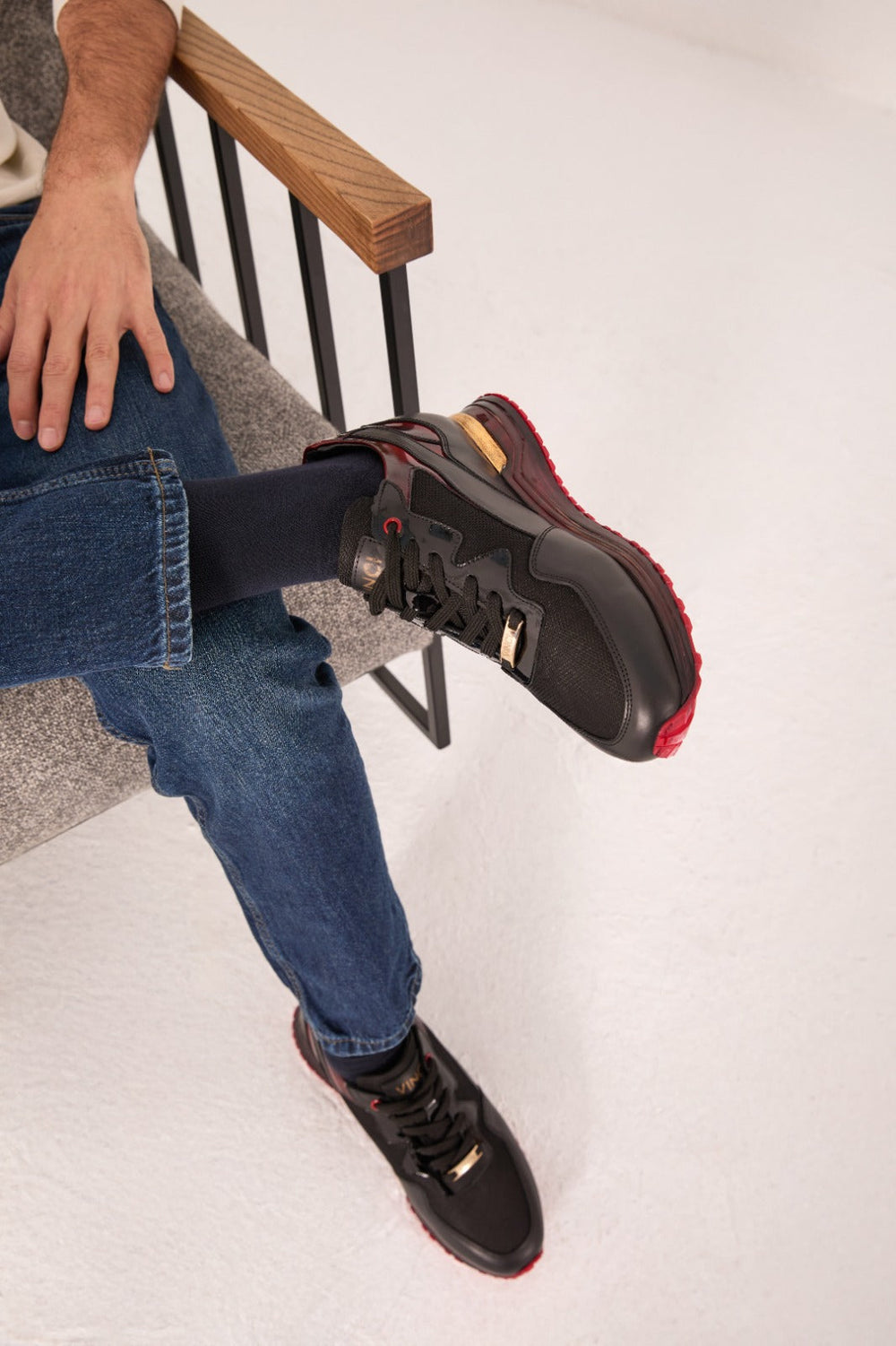 The Rialto Black Red Patent Leather Sneaker For Sale