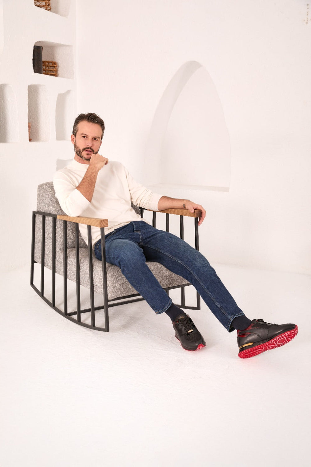The Rialto Black Red Patent Leather Sneaker For Sale