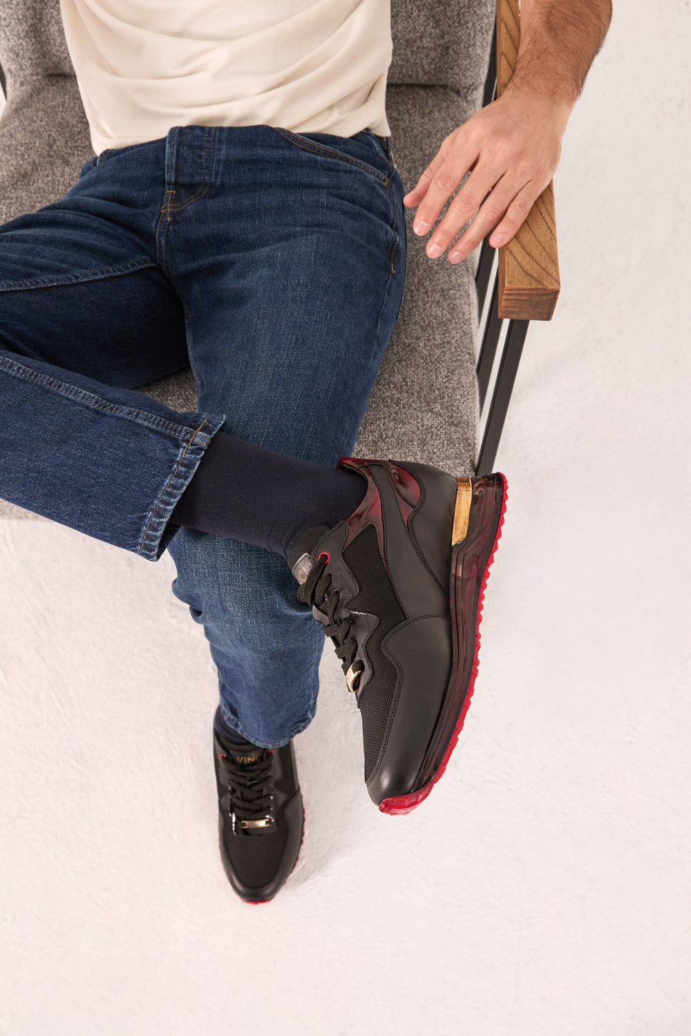 The Rialto Black Red Patent Leather Sneaker For Sale