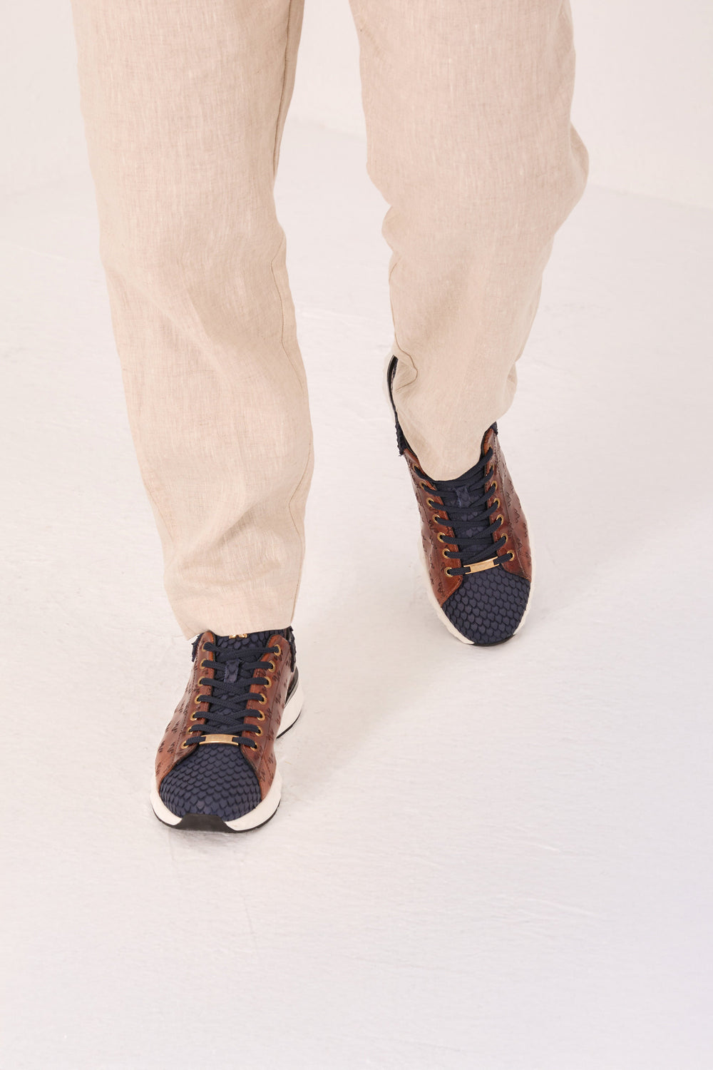 The Caesars Navy Tan Leather Sneaker All New