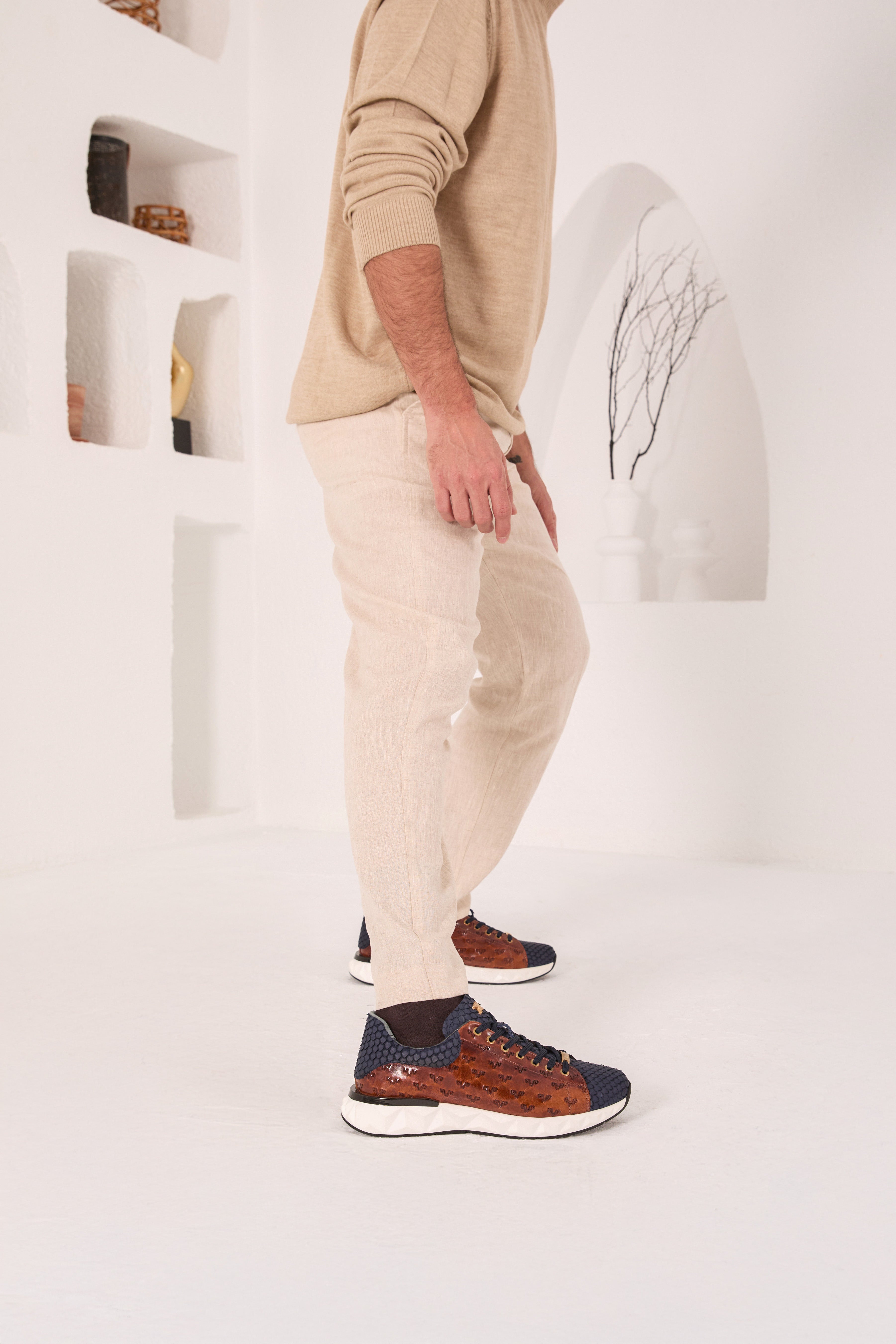 The Caesars Navy Tan Leather Sneaker All New