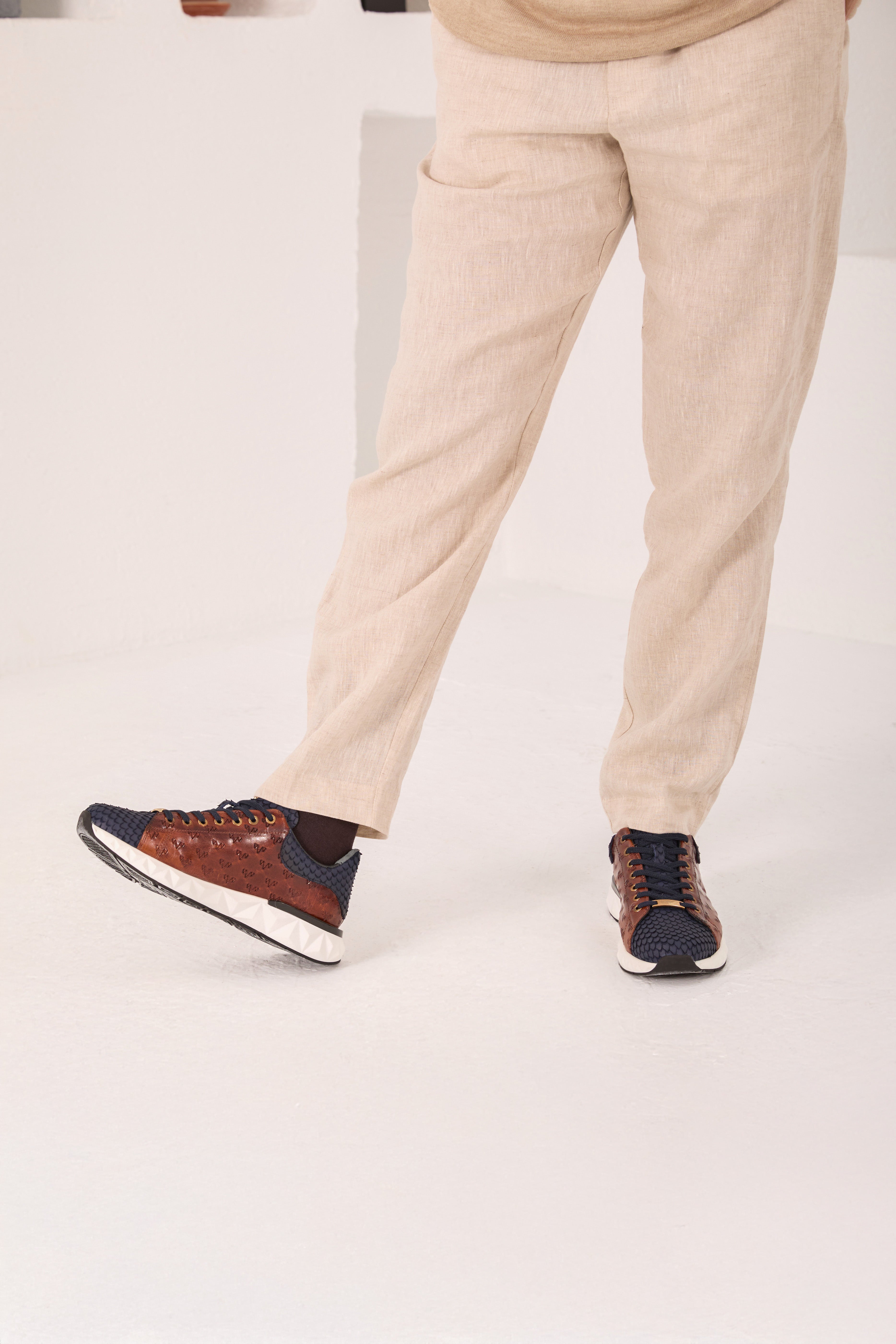 The Caesars Navy Tan Leather Sneaker All New
