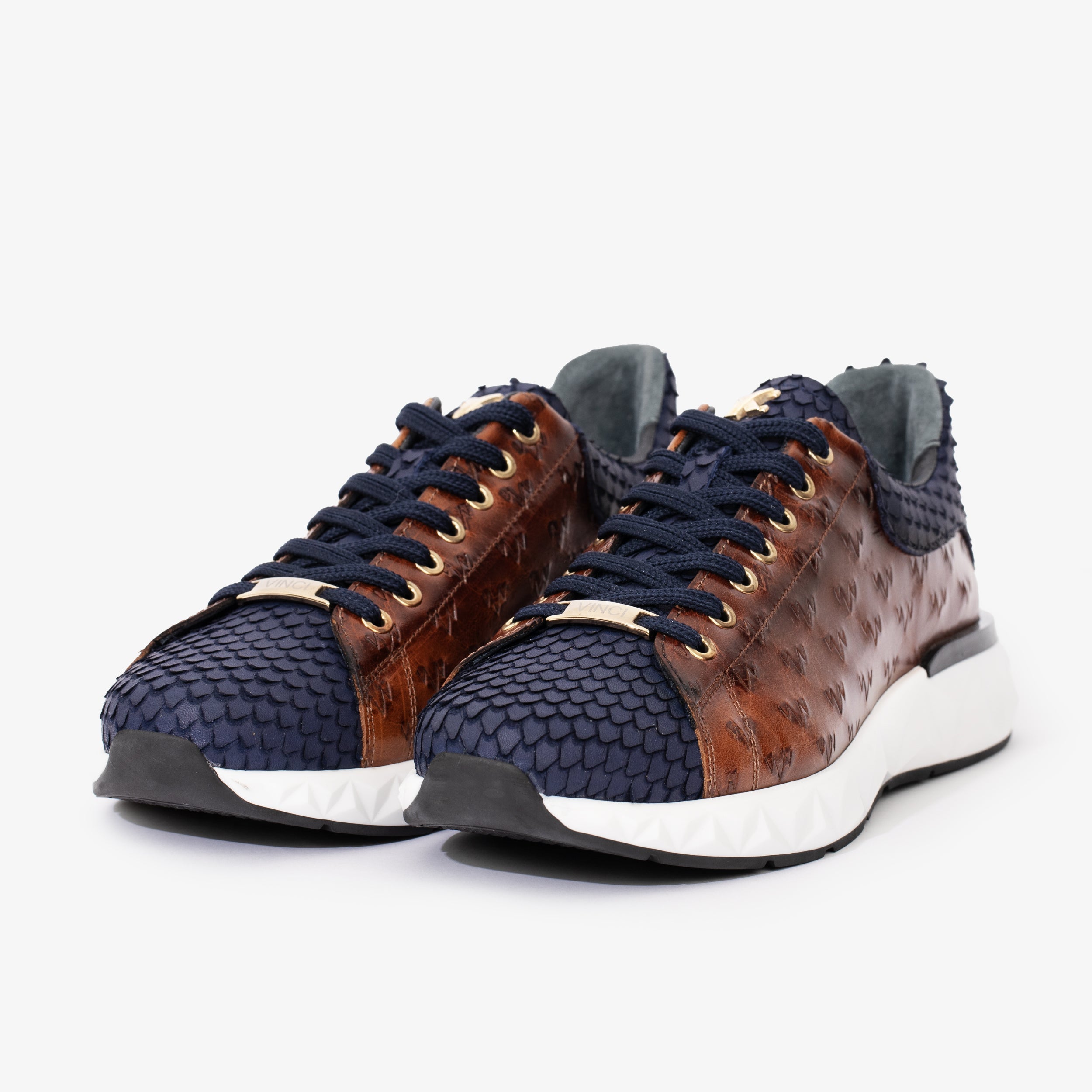 The Caesars Navy Tan Leather Sneaker All New