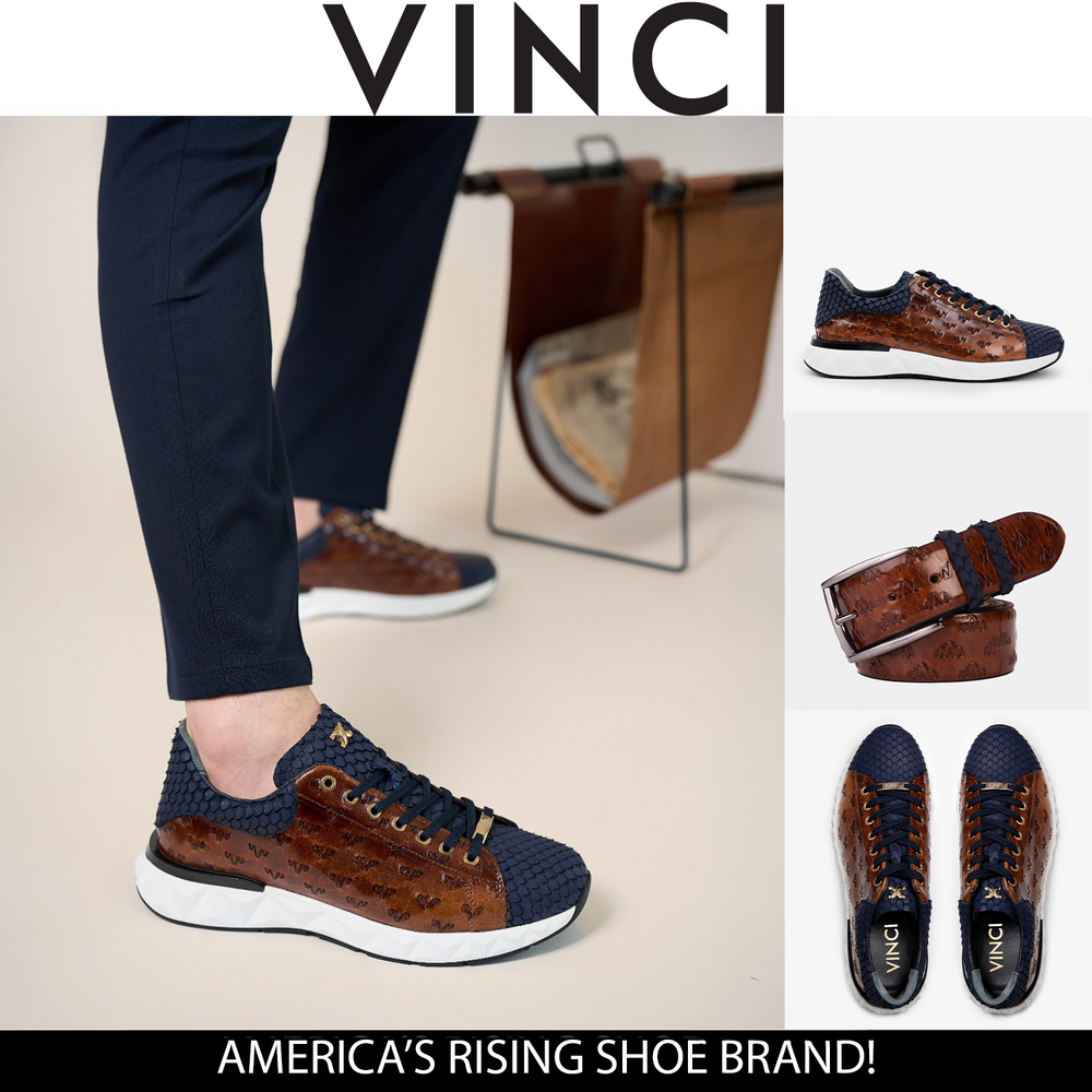 The Caesars Navy Tan Leather Sneaker All New