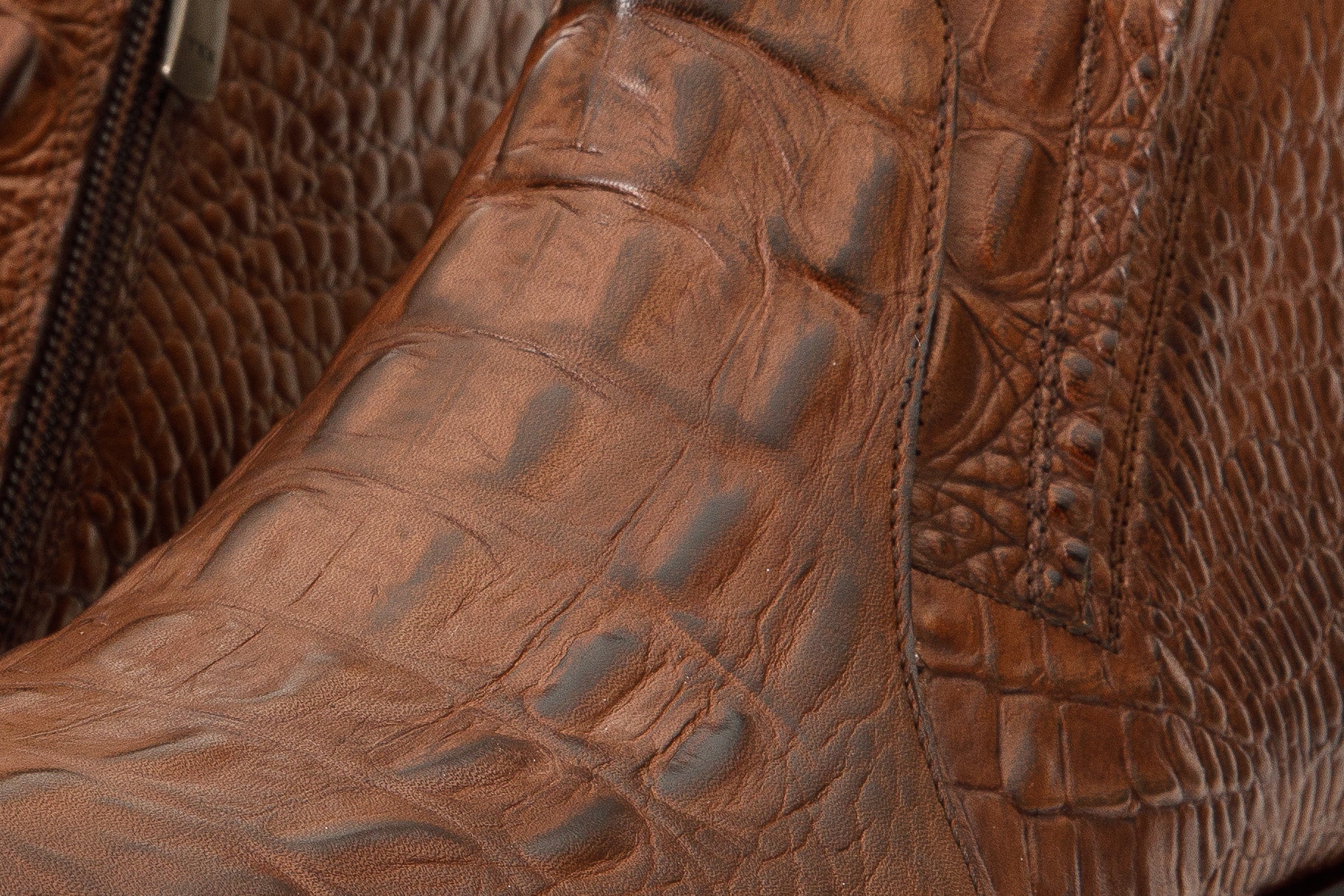 The Randor Brown Crocodile Leather Side-Zip Dress Ankle  Boot Fine Craftsmanship