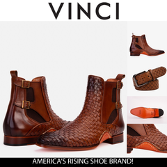 The Rolls Boot Woven Tan Leather Double Monk Strap Handmade Shoe Exclusive Style