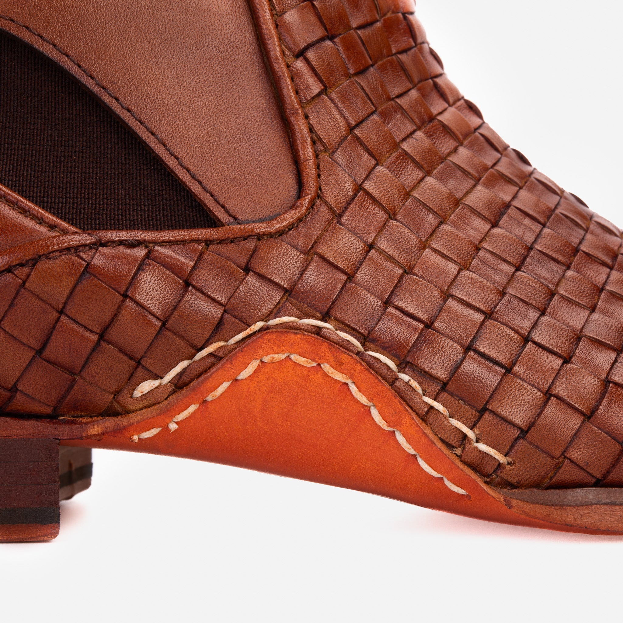 The Rolls Boot Woven Tan Leather Double Monk Strap Handmade Shoe Exclusive Style