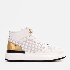 The Eugene White Gold Woven Leather High-Top Sneaker All New