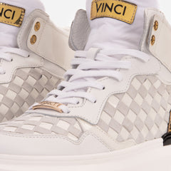 The Eugene White Gold Woven Leather High-Top Sneaker All New