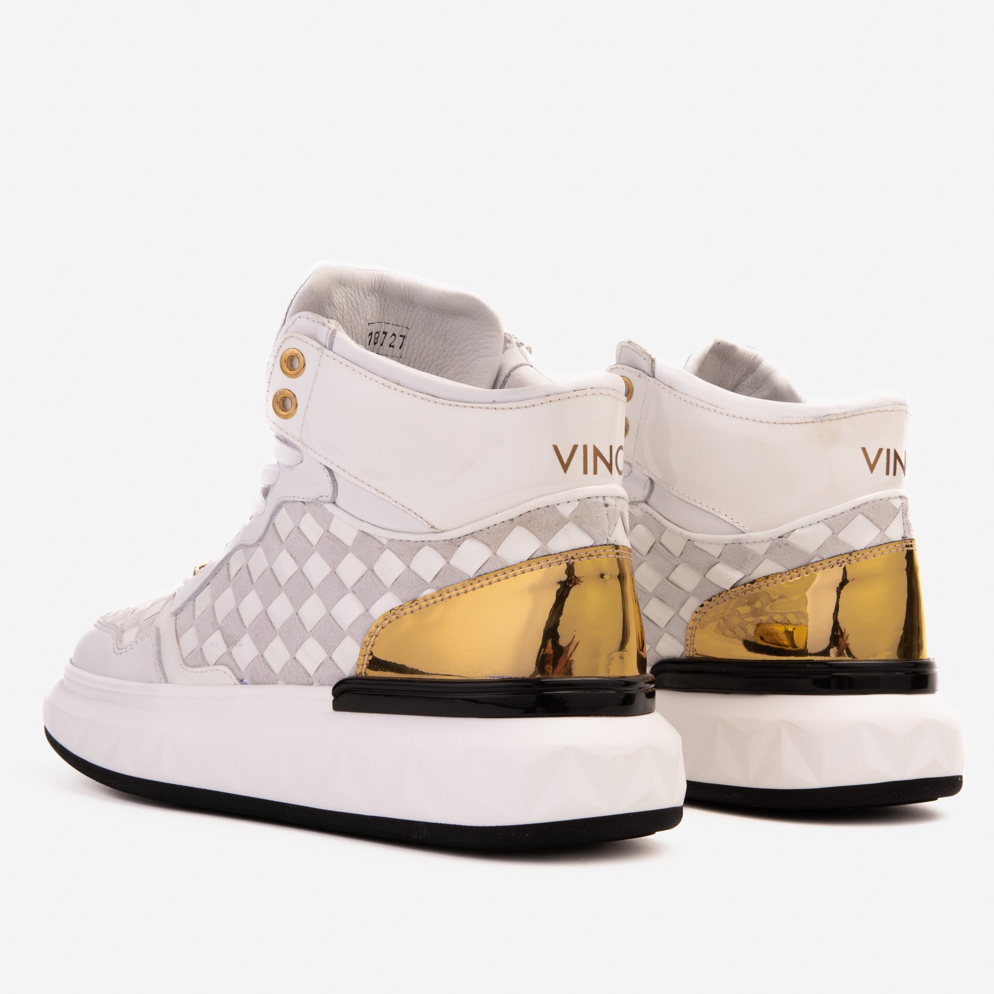 The Eugene White Gold Woven Leather High-Top Sneaker All New