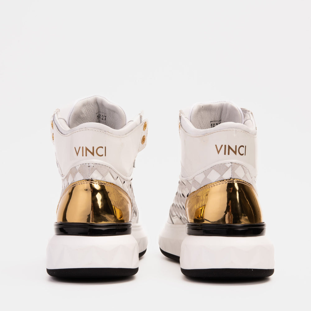 The Eugene White Gold Woven Leather High-Top Sneaker All New