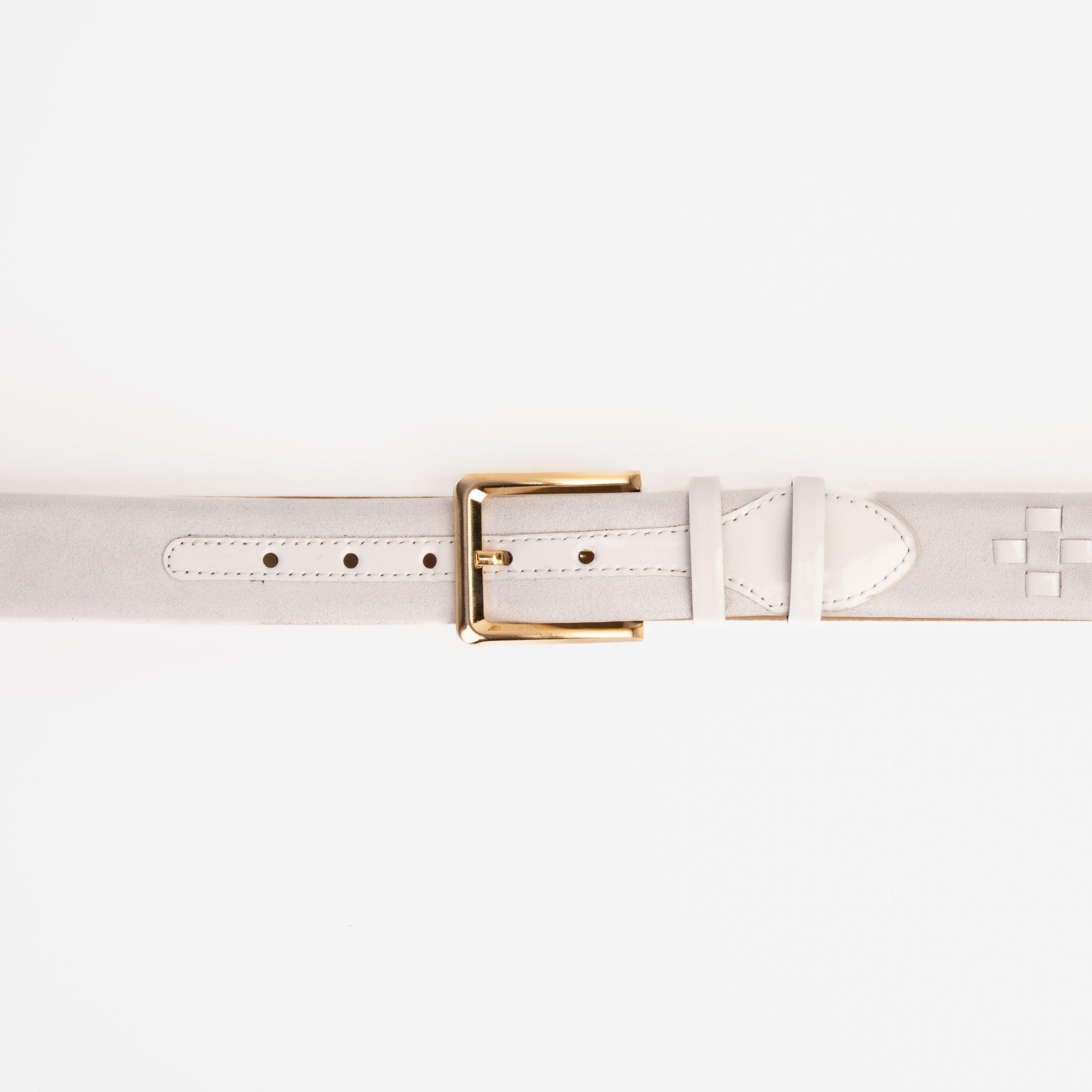 The Eugene White Gold Woven Leather Belt Universal Fit